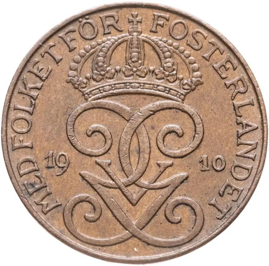 Швеция 2 эре (ore) 1910, реверс