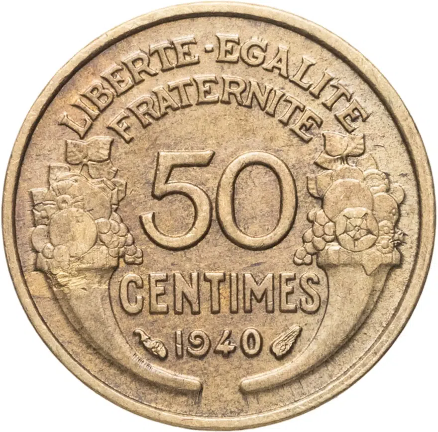 Франция 50 сантимов (centimes) 1940, аверс