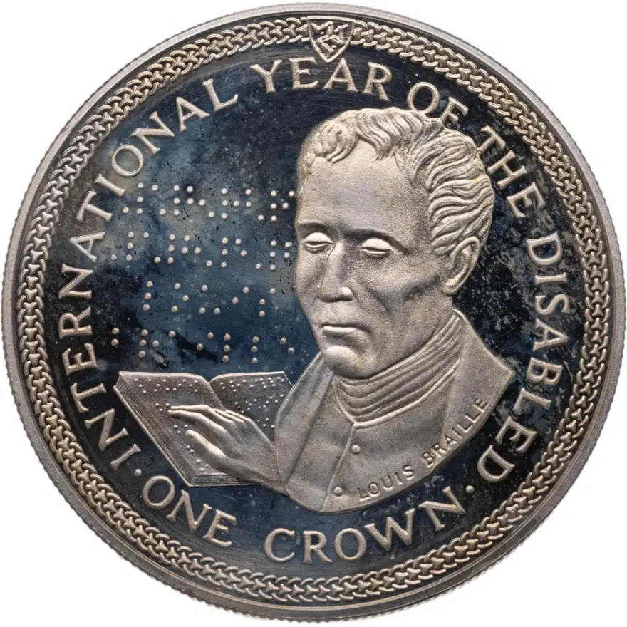 Остров Мэн 1 крона (crown) 1981 Международный год инвалидов - Луи Брайль