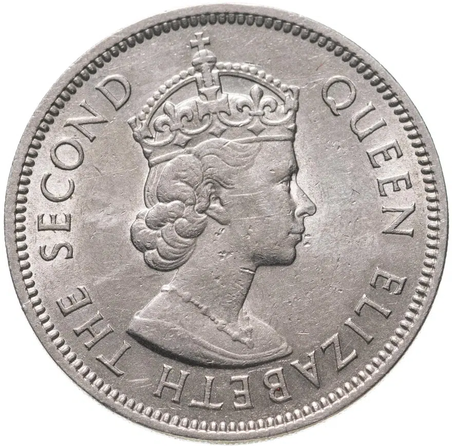 Малайя и Британское Борнео 20 центов (cents) 1957 KN  знак монетного двора "KN" - Кингз Нортон, Бирмингем, реверс