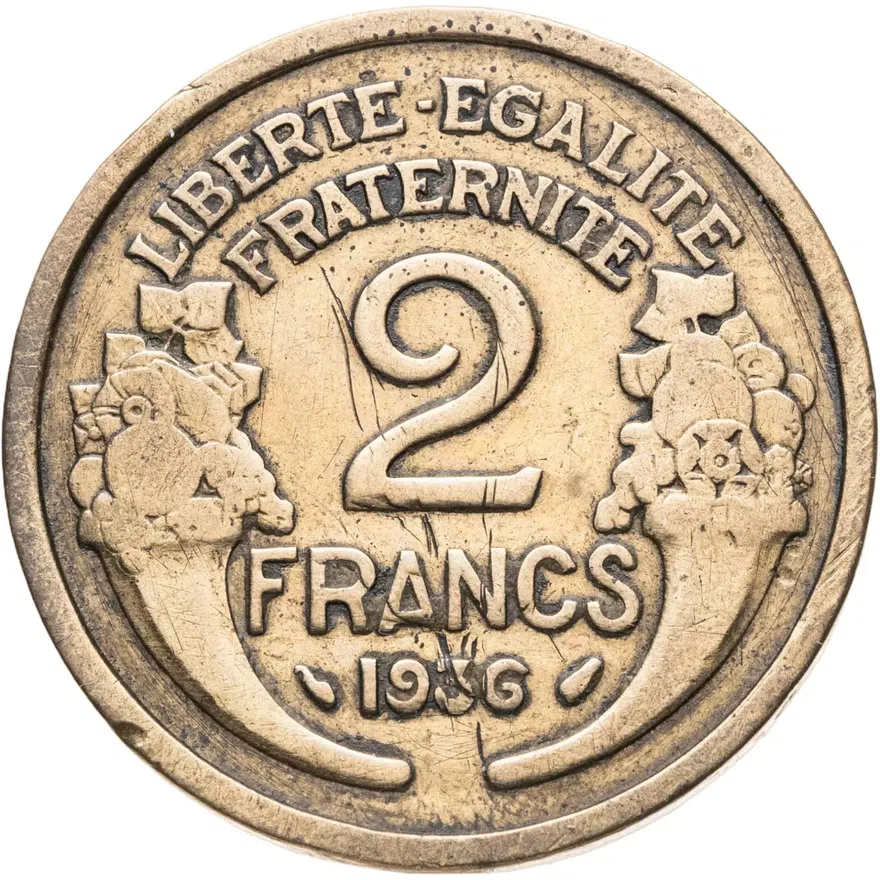 Франция 2 франка (francs) 1936, аверс
