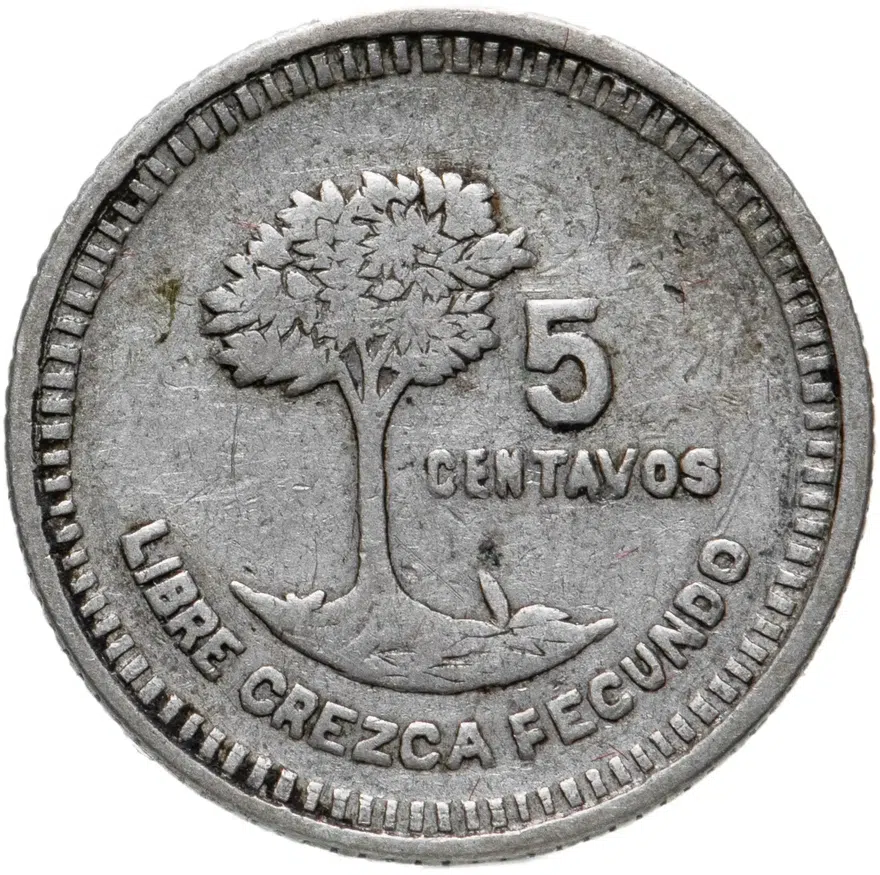 Гватемала 5 сентаво (centavos) 1949 новый тип