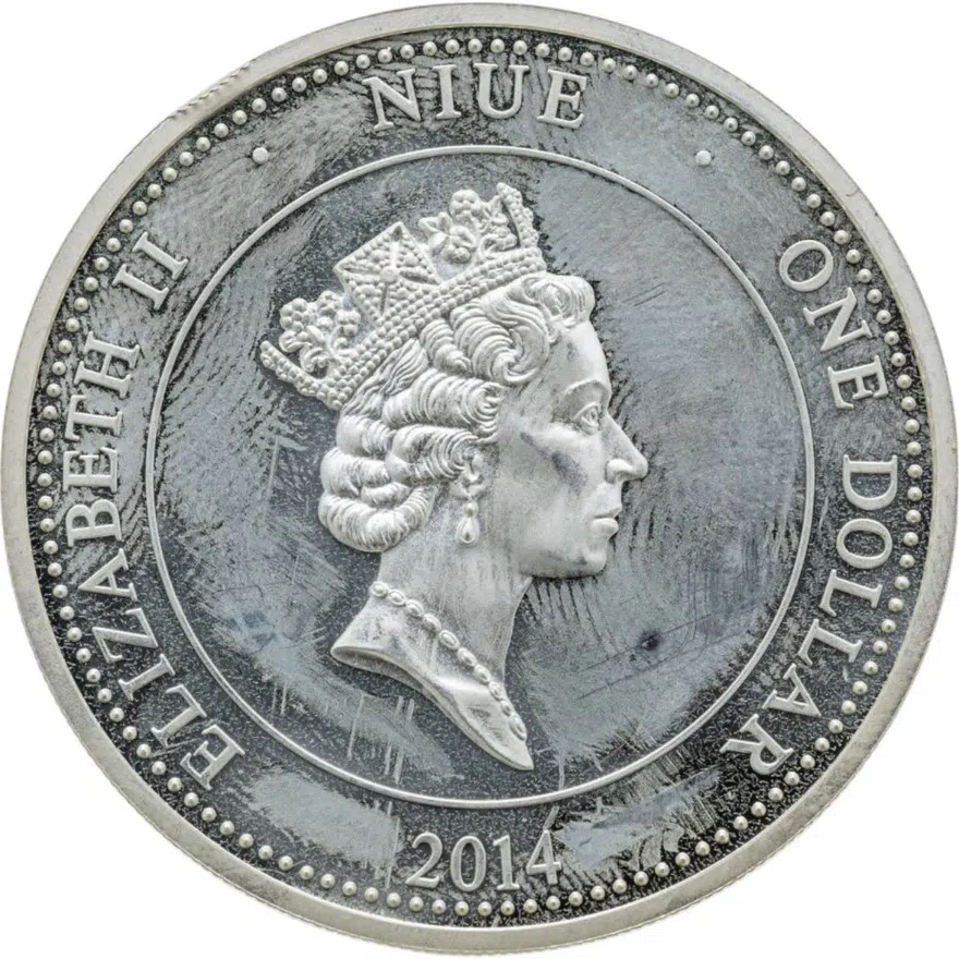 Ниуэ 1 доллар (dollar) 2014  Китайский гороскоп - год лошади /лошадь и подкова/, реверс