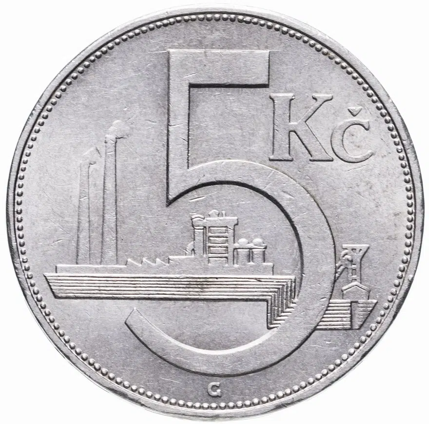 Чехословакия 5 крон (korun) 1938