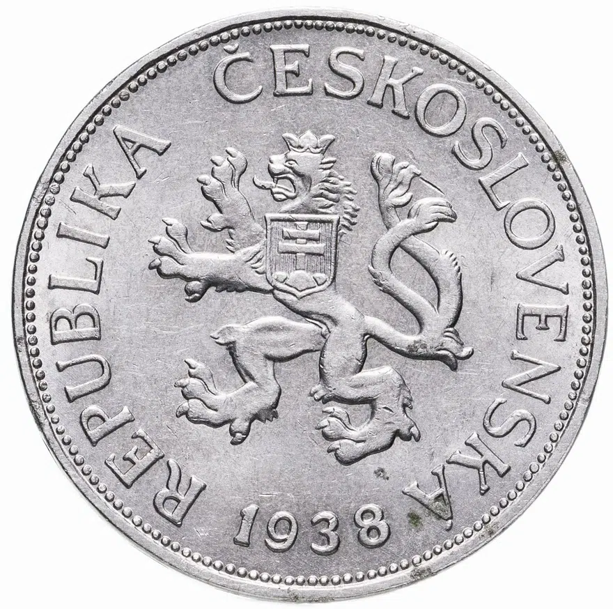 Чехословакия 5 крон (korun) 1938, реверс