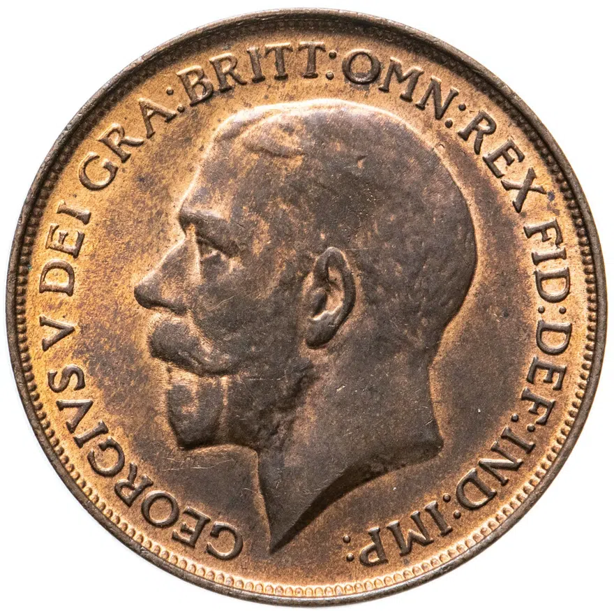 Великобритания 1 пенни (penny) 1912 H  знак монетного двора: "H" - Хитон, Бирмингем, аверс