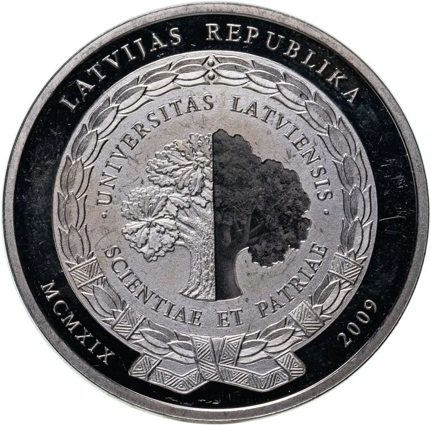 Латвия 1 лат (lats) 2009  Латвийский университет, реверс