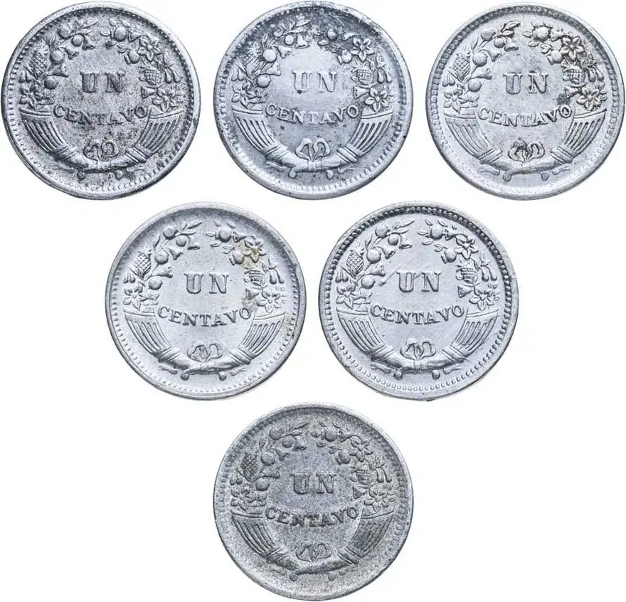 Перу набор монет 1 сентаво 1956-1963 (6 штук), реверс