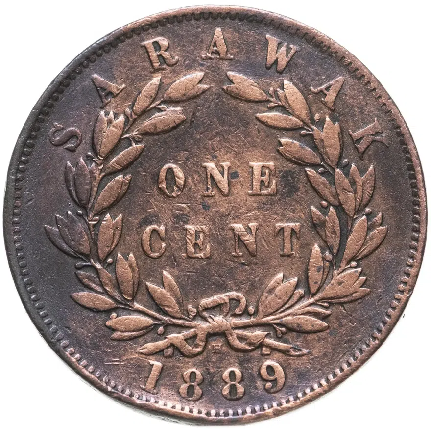 Саравак 1 цент (cent) 1889 H знак монетного двора: "H" - Хитон, Бирмингем