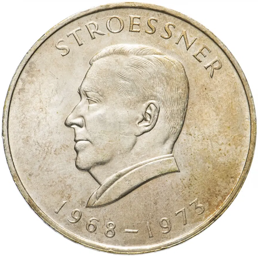 Парагвай 300 гуарани (guaranies) 1968 4-й срок президента Альфредо Стресснера (1968-1973)