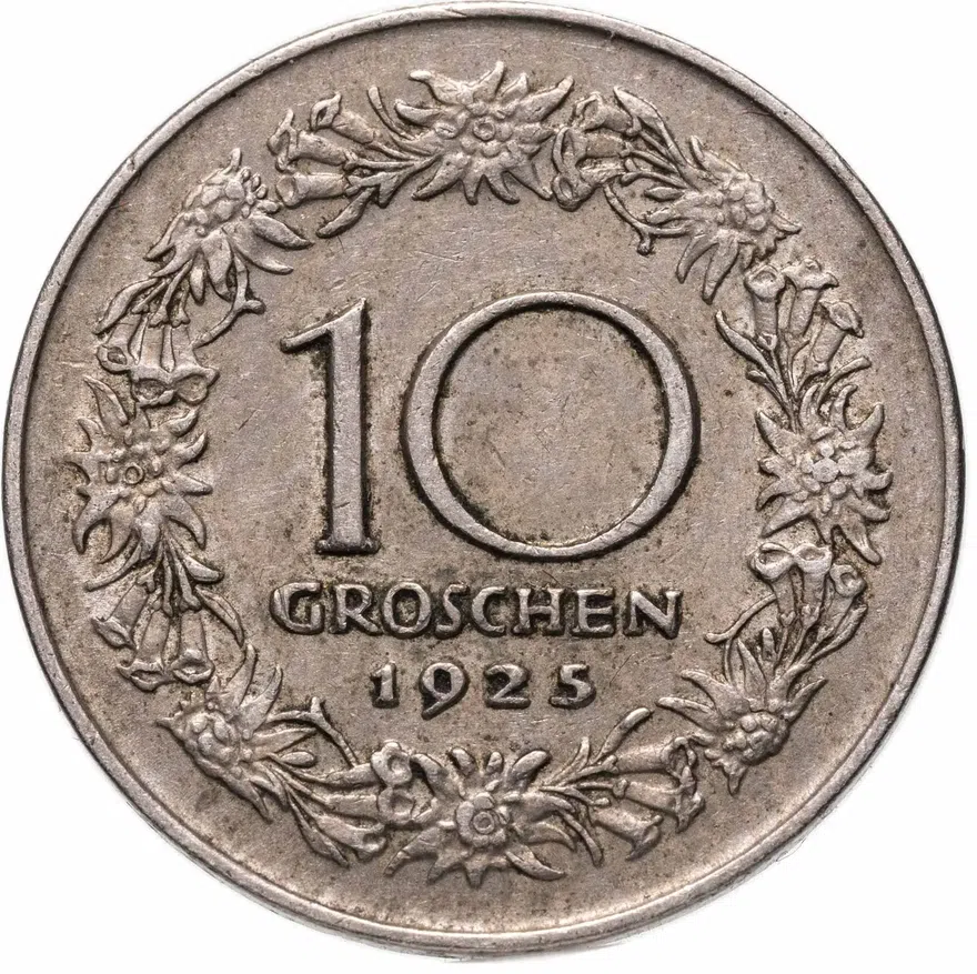 Австрия 10 грошей (groschen) 1925, реверс