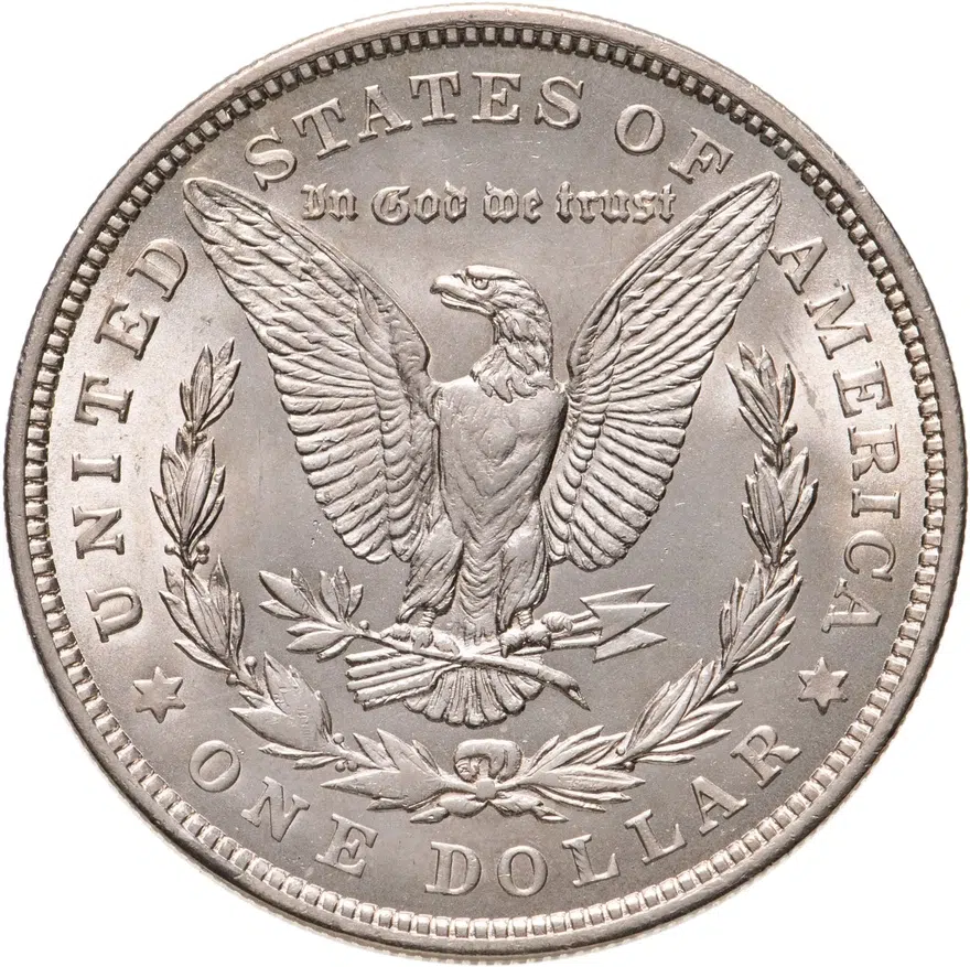 США 1 доллар (dollar) 1921  Morgan Dollar (доллар Моргана) без обозначения монетного двора, реверс