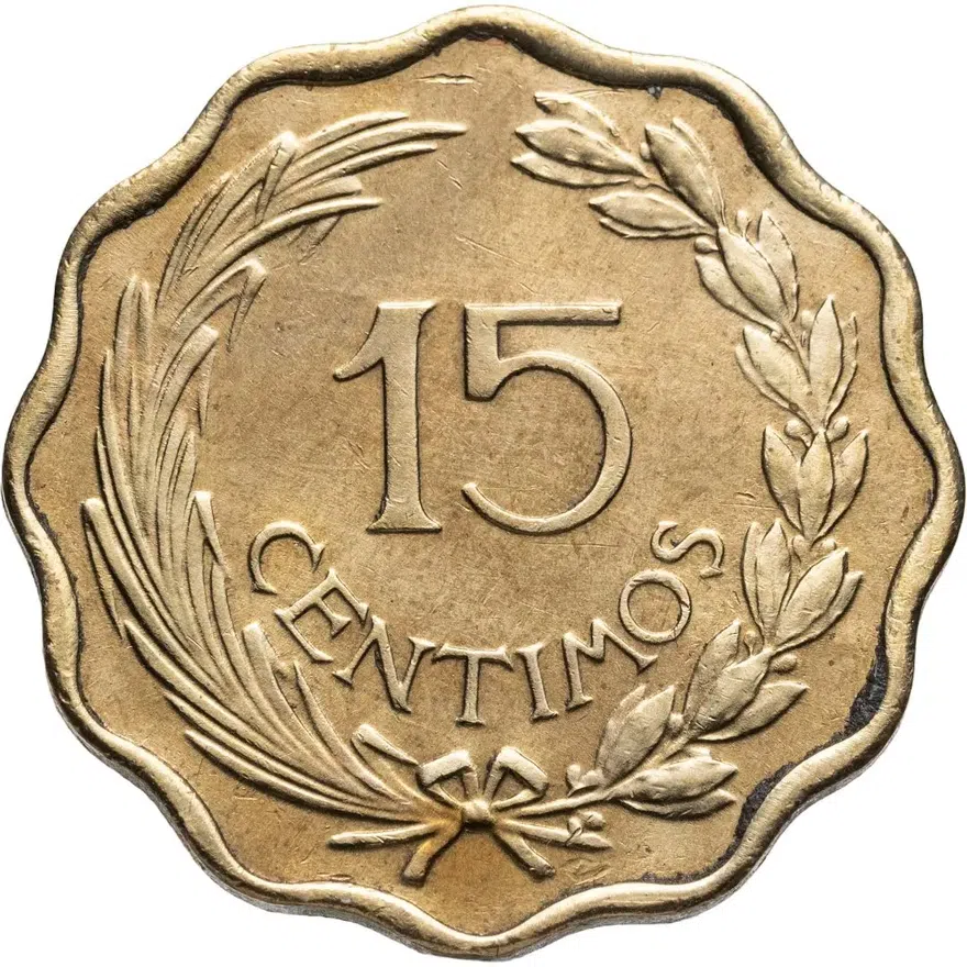 Парагвай 15 сентимо (centimos) 1953, реверс