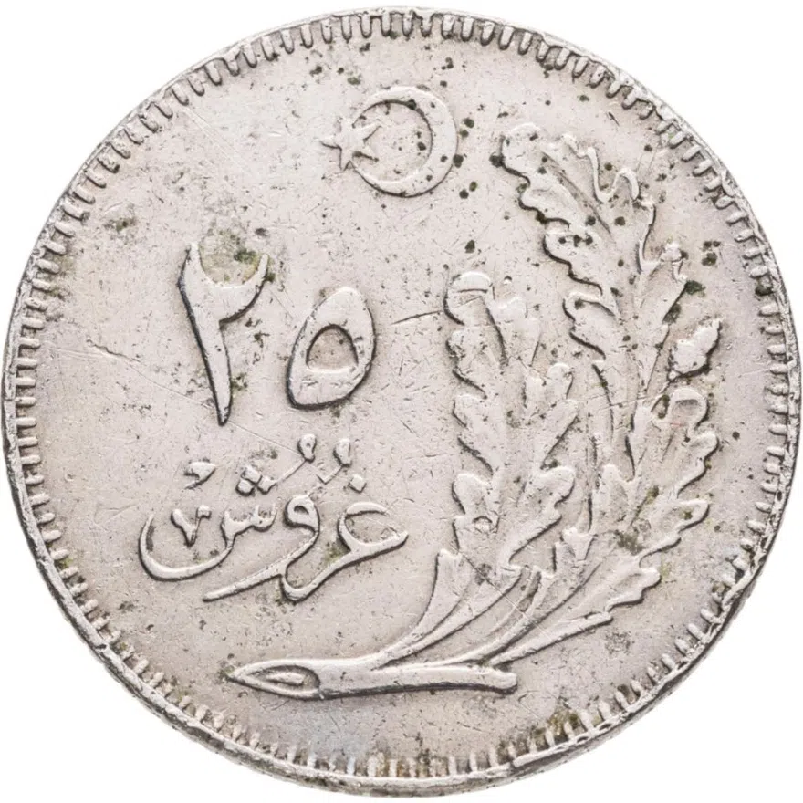 Турция 25 курушей (kurus) 1928, аверс