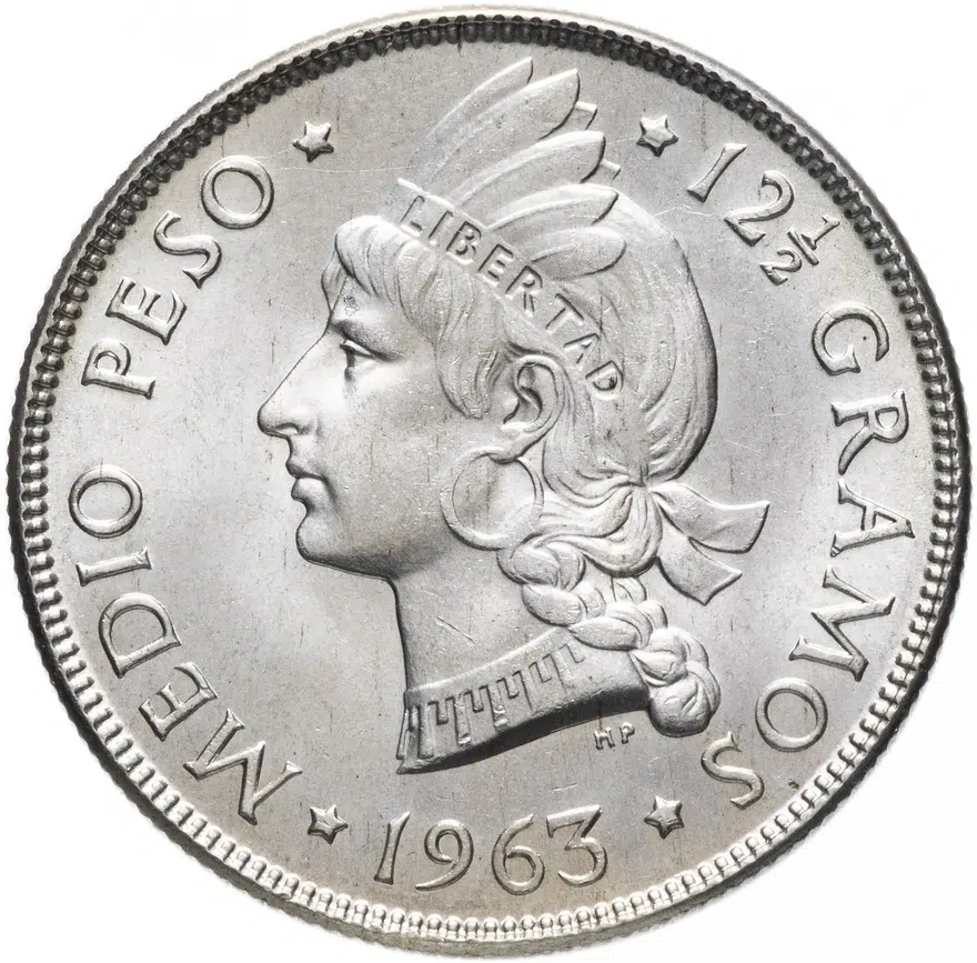 Доминикана 1 песо (peso) 1963 "100 лет восстановлению Республики", реверс