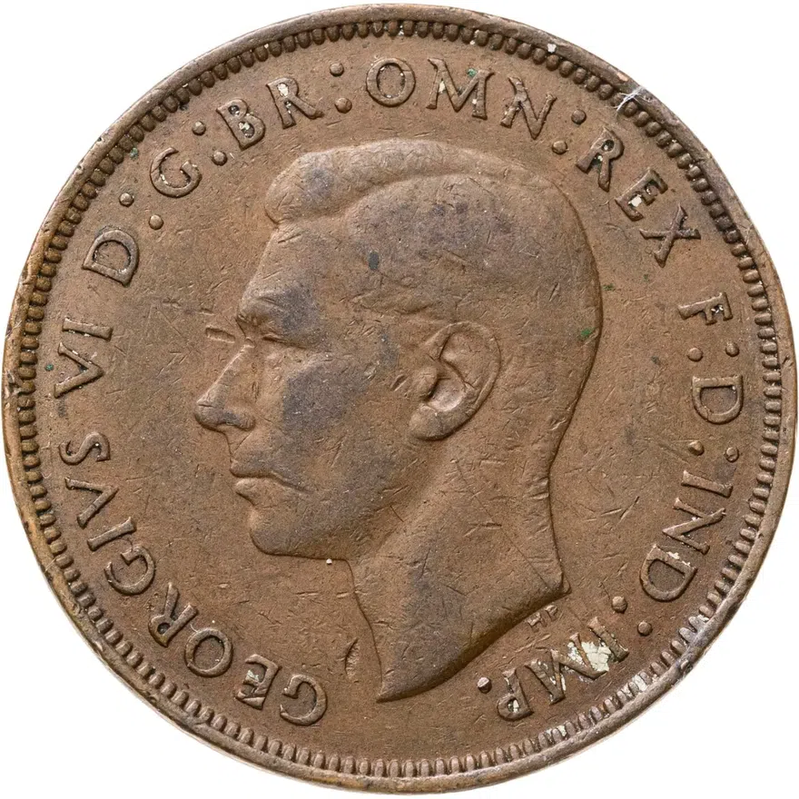 Великобритания 1 пенни (penny) 1944, аверс