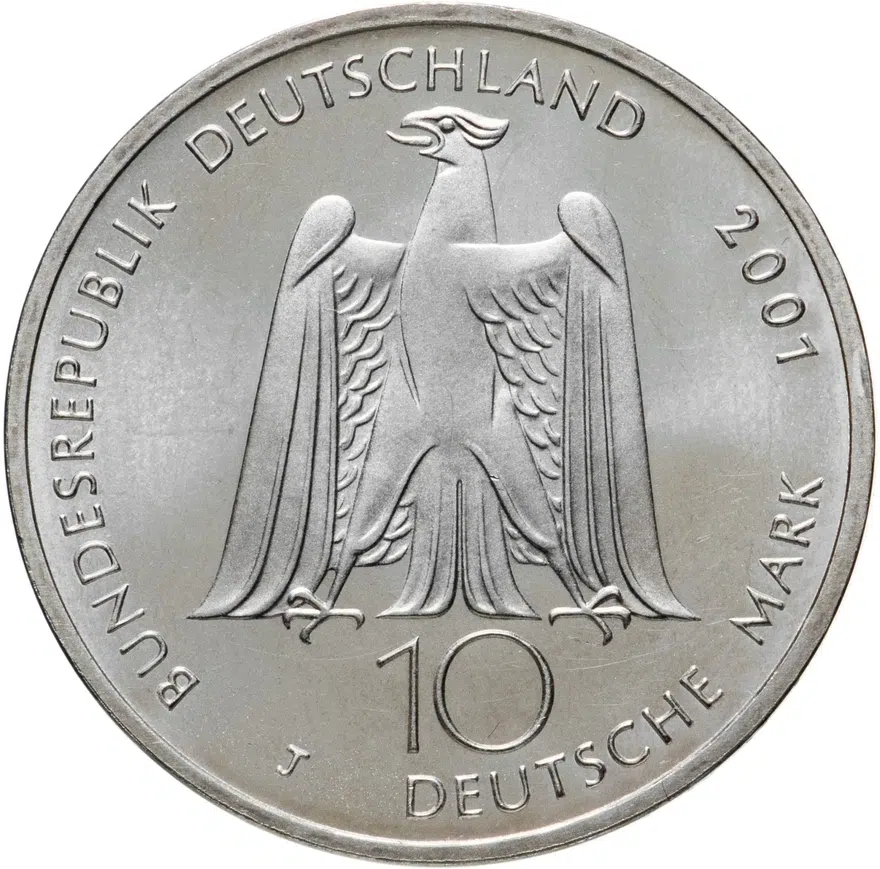 Германия 10 марок 2001 "250 лет со дня рождения Альберта Лорцинга" (J), реверс