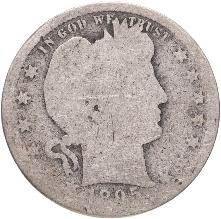 США 25 центов (квотер, 1/4 доллара, quarter dollar) 1895 O Barber Quarter знак монетного двора: "O" - Новый Орлеан, реверс