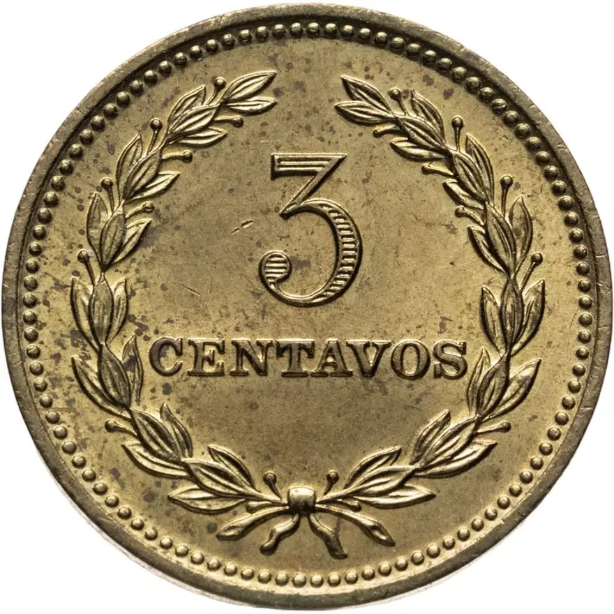 Сальвадор 3 сентаво (centavos) 1974, реверс
