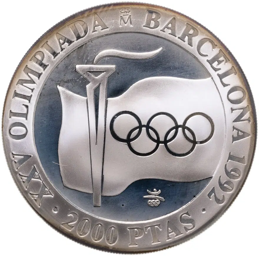 Испания 2000 песет (pesetas) 1991 "XXV Летние Олимпийские игры, Барселона 1992 - факел"