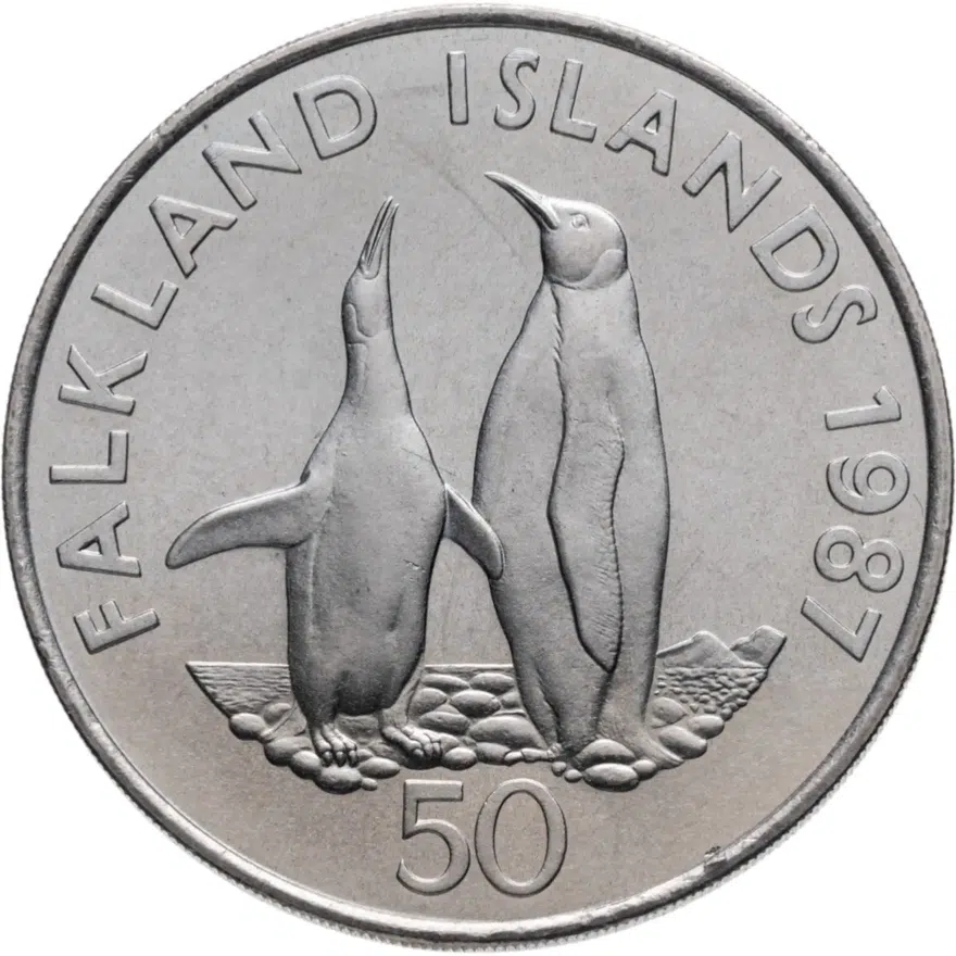 Фолклендские острова 50 пенсов (pence) 1987 Королевские пингвины