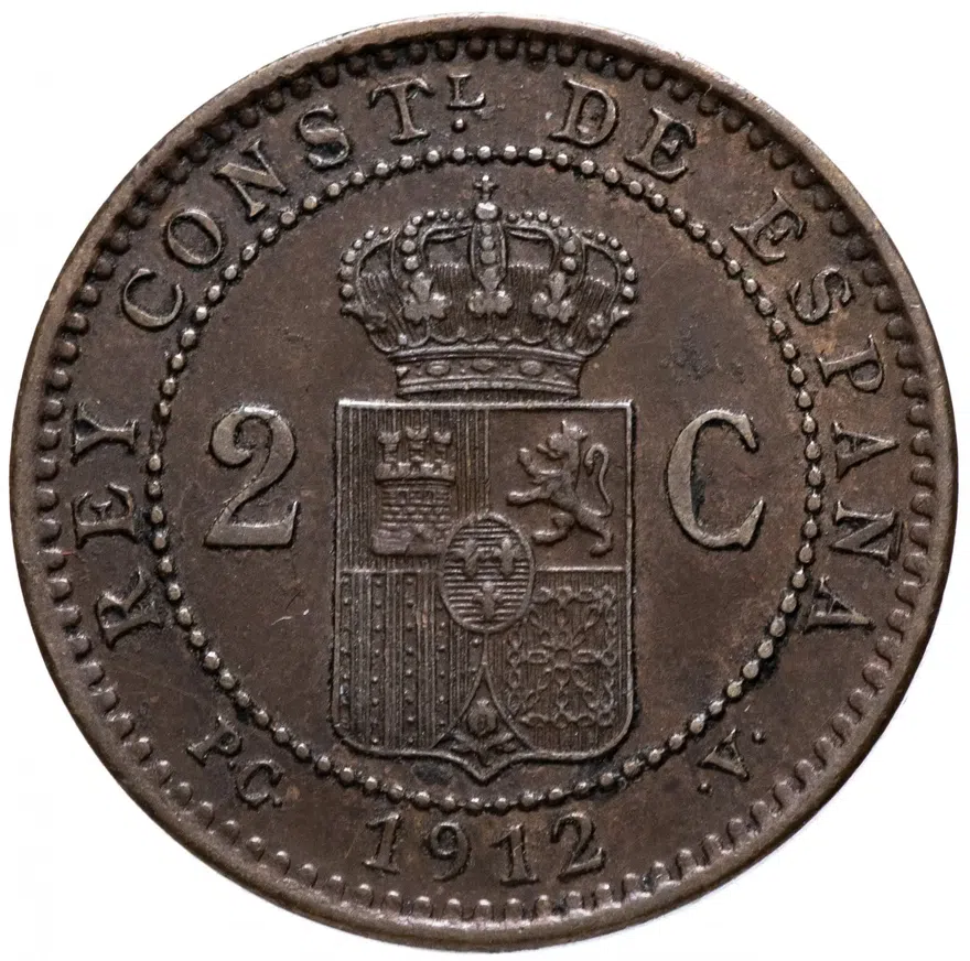 Испания 2 сентимо (centimos) 1912