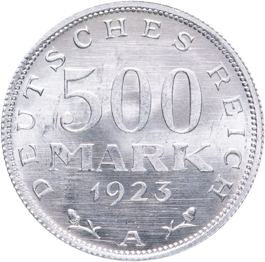 Германия 500 марок (mark) 1923 A  знак монетного двора "A" — Берлин