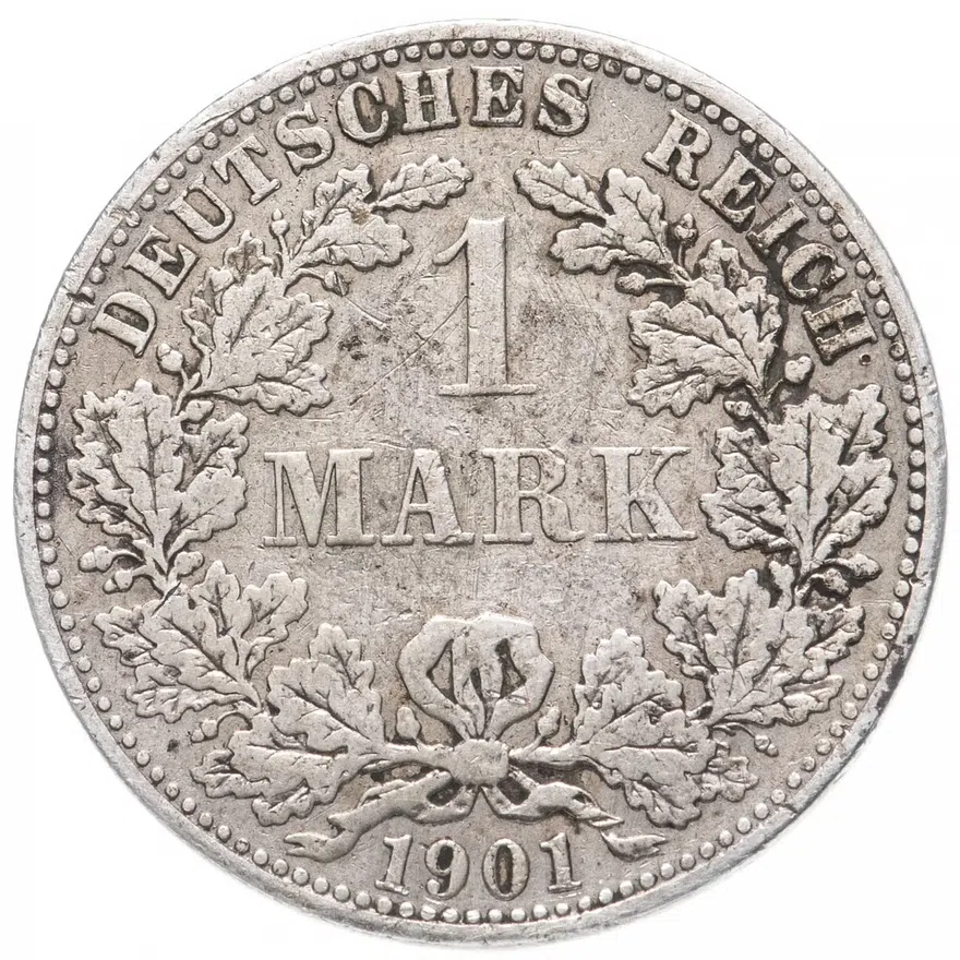 Германия 1 марка (mark) 1901 A  знак монетного двора: "A" - Берлин, аверс