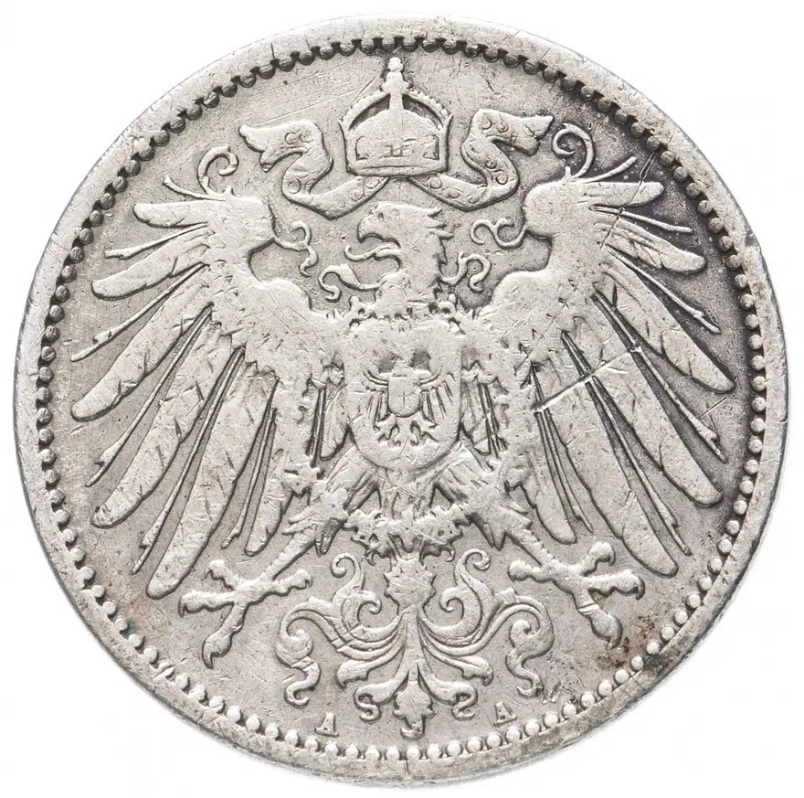 Германия 1 марка (mark) 1901 A  знак монетного двора: "A" - Берлин, реверс