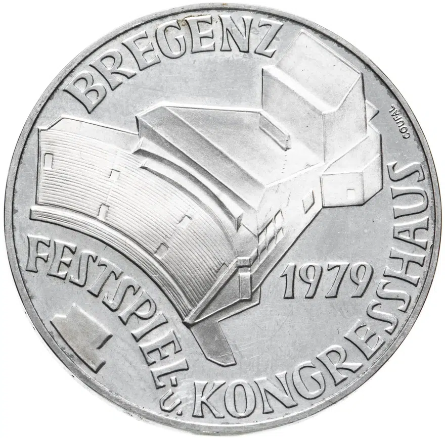 Австрия 100 шиллингов (shillings) 1979  Дом фестивалей и конгрессов в Брегенце