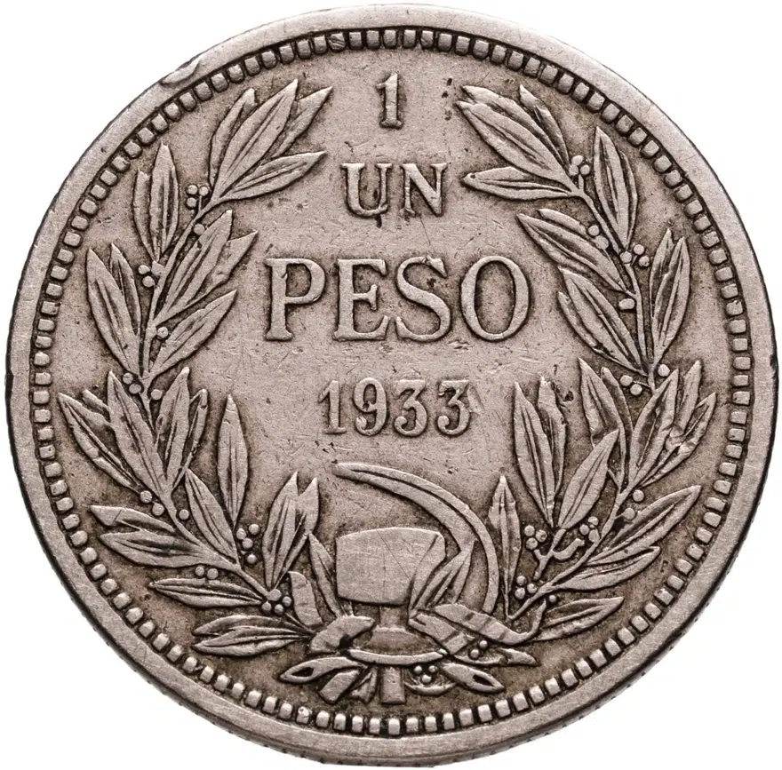 Чили 1 песо (peso) 1933, реверс