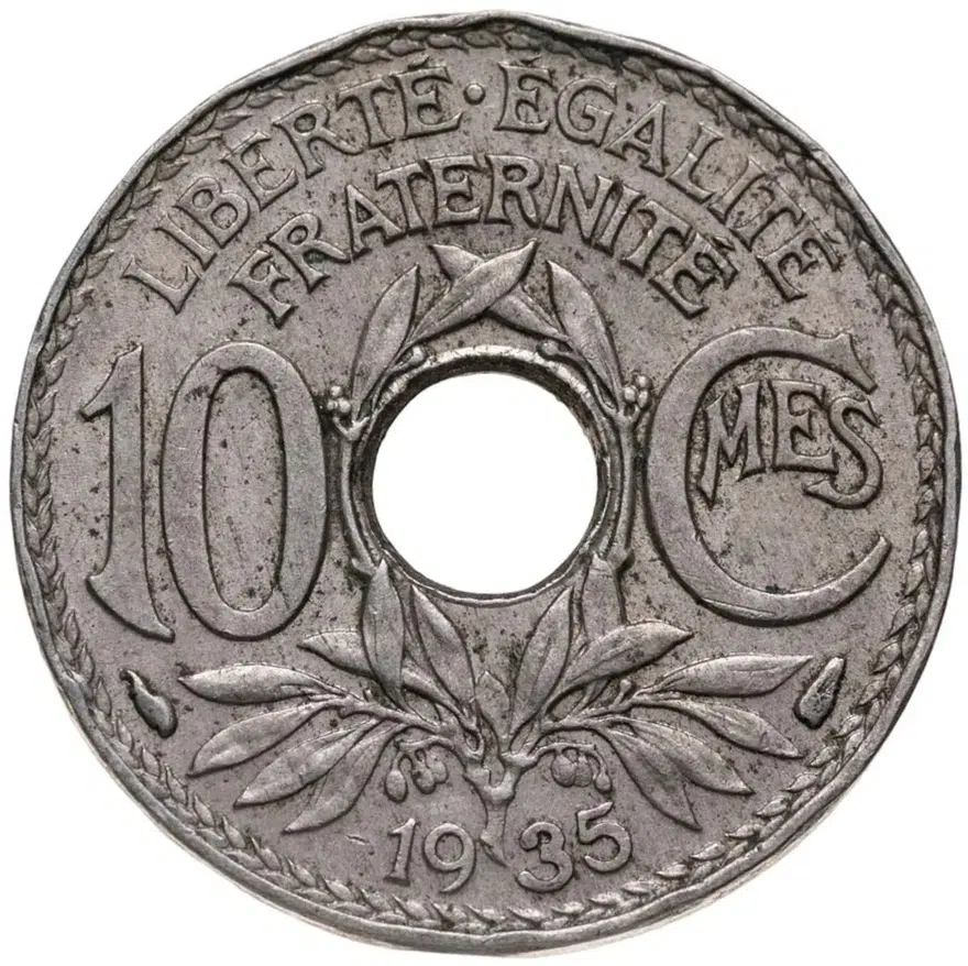 Франция 10 сантимов (centimes) 1935, аверс