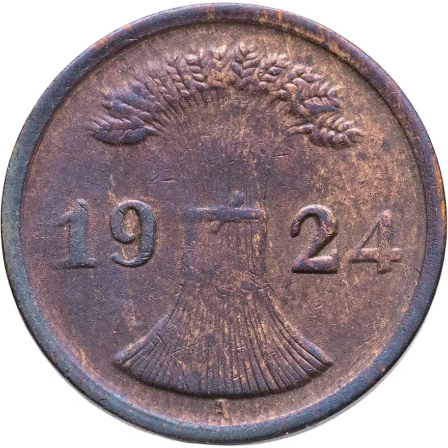 Германия (Третий рейх ) 2 рейхспфеннига (reichspfennig) 1924, реверс