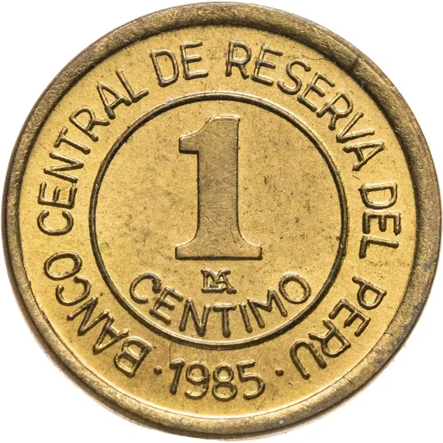 Перу 1 сентимо (sentimo) 1985, аверс