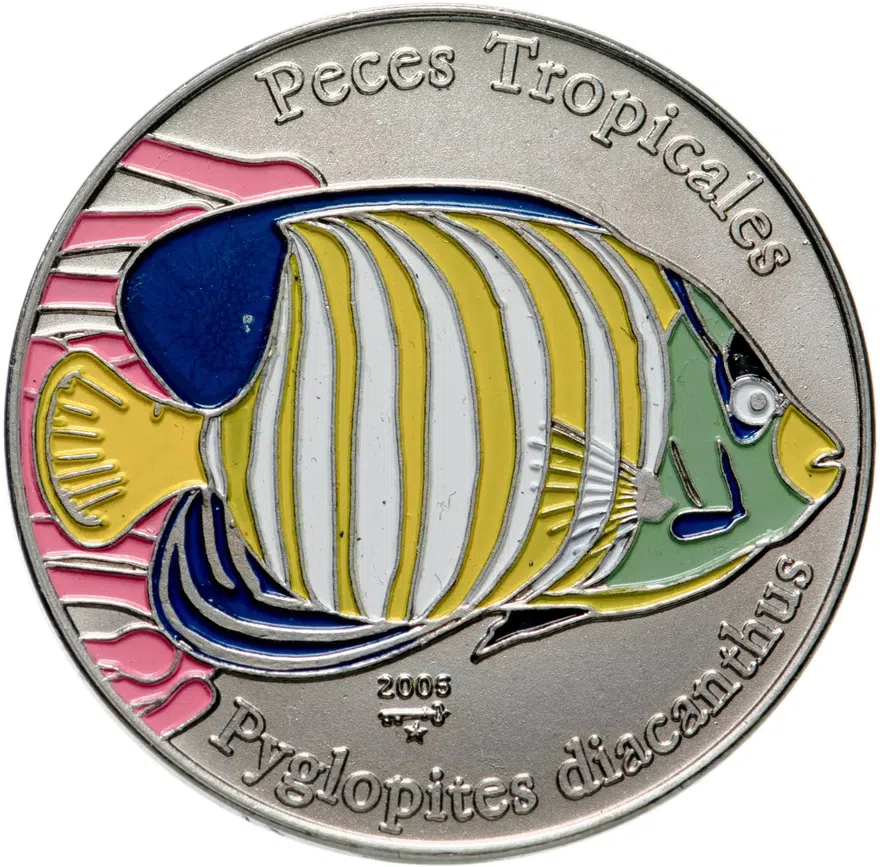 Куба 1 песо (peso) 2005  Тропические рыбы - Королевский ангел (Pygoplites diacanthus), аверс