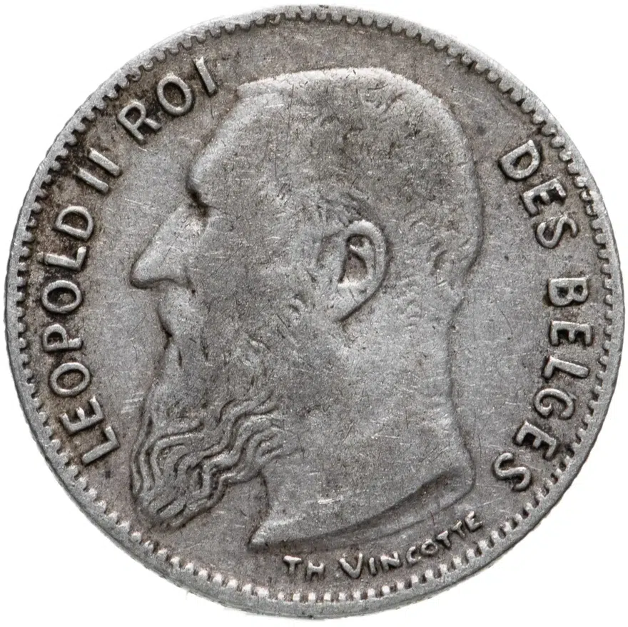 Бельгия 50 сантимов (centimes) 1909   Надпись на французском - 'DES BELGES', реверс