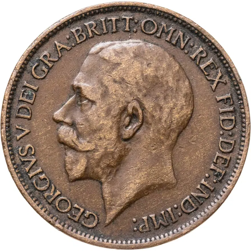 Великобритания 1/2 пенни (penny) 1914, аверс