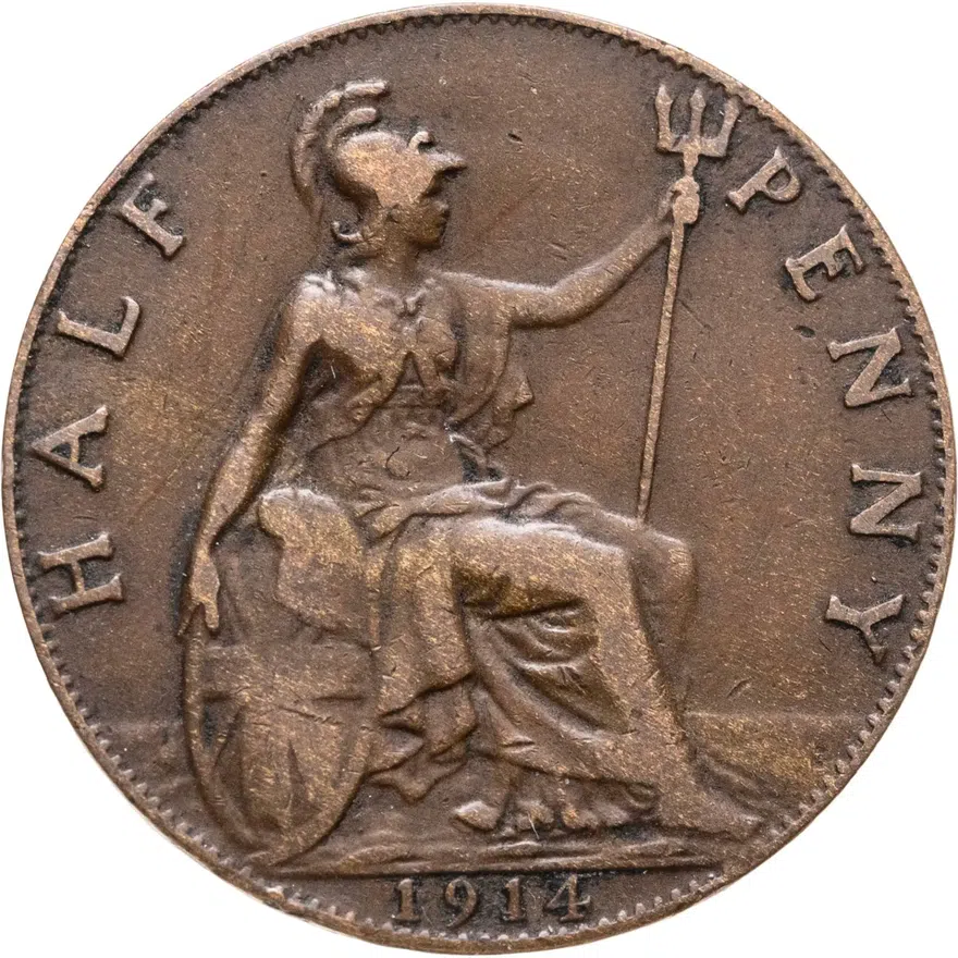 Великобритания 1/2 пенни (penny) 1914, реверс