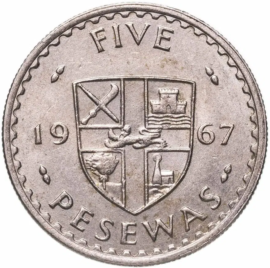 Гана 5 песев (pesewas) 1967, реверс