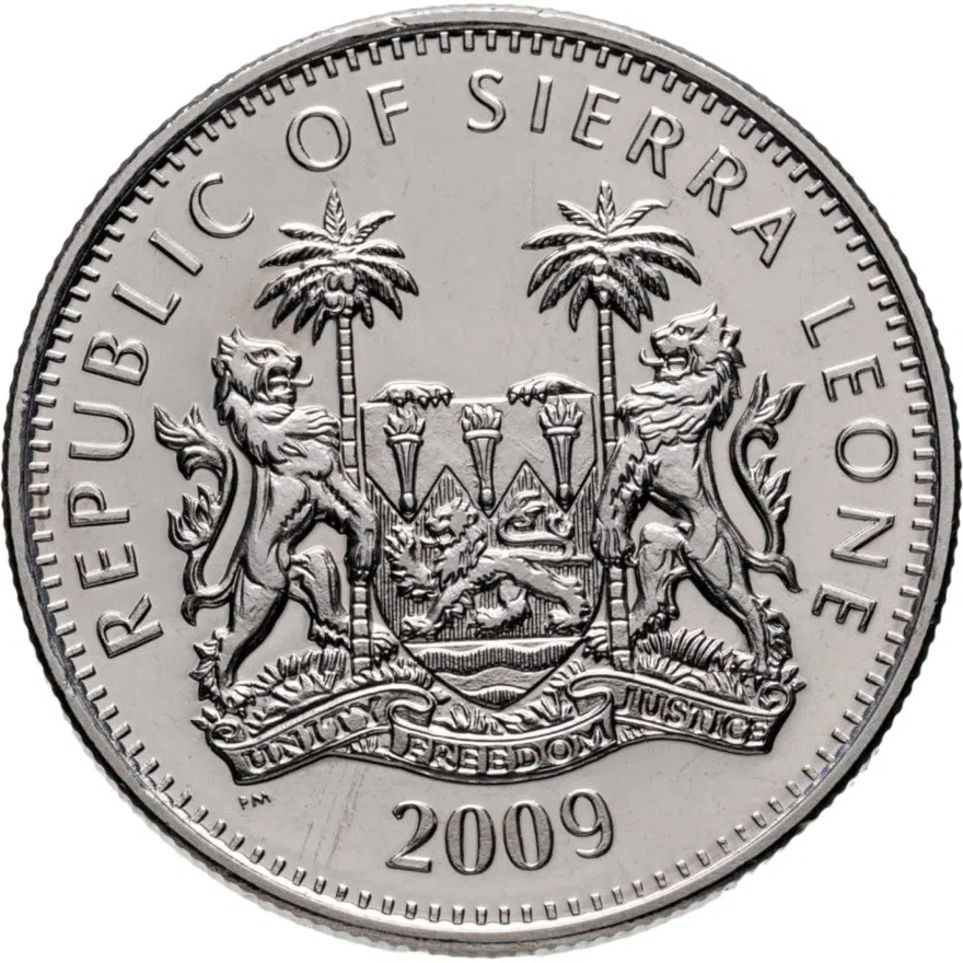 Сьерра-Леоне 1 доллар (dollar) 2009 Игры XXI зимней Олимпиады Ванкувер-2010 - спортсмены, реверс
