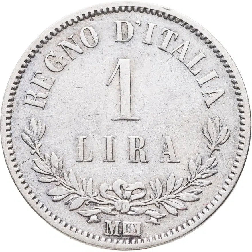 Италия 1 лира 1863, реверс