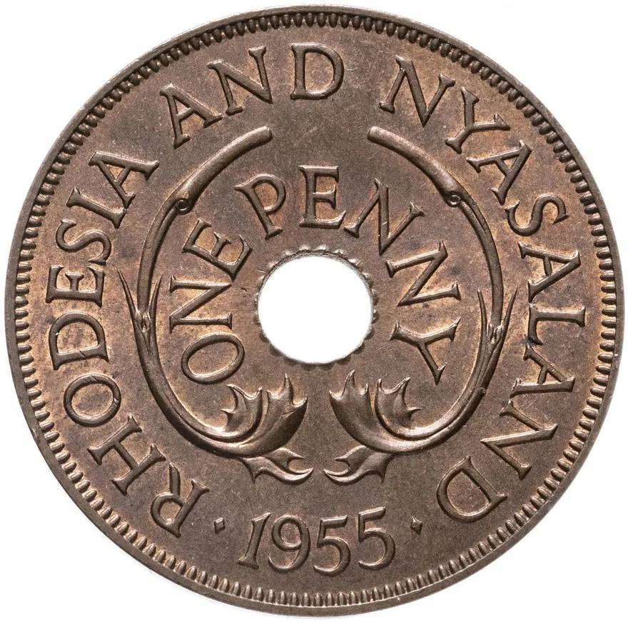 Родезия и Ньясаленд 1 пенни (penny) 1955, реверс