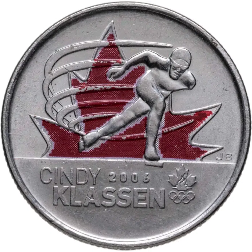 Канада 25 центов (cents) 2009 "Синди Классен - шестикратный призёр Олимпийских игр", цветное исполнение, аверс