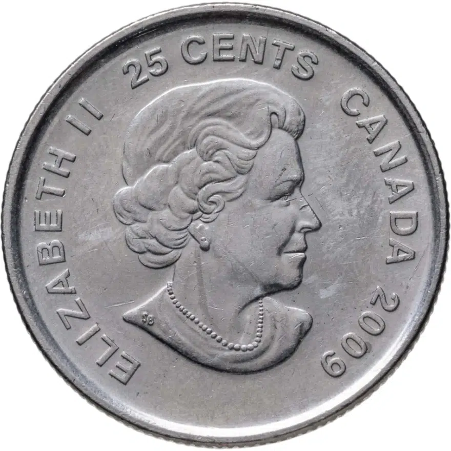 Канада 25 центов (cents) 2009 "Синди Классен - шестикратный призёр Олимпийских игр", цветное исполнение, реверс