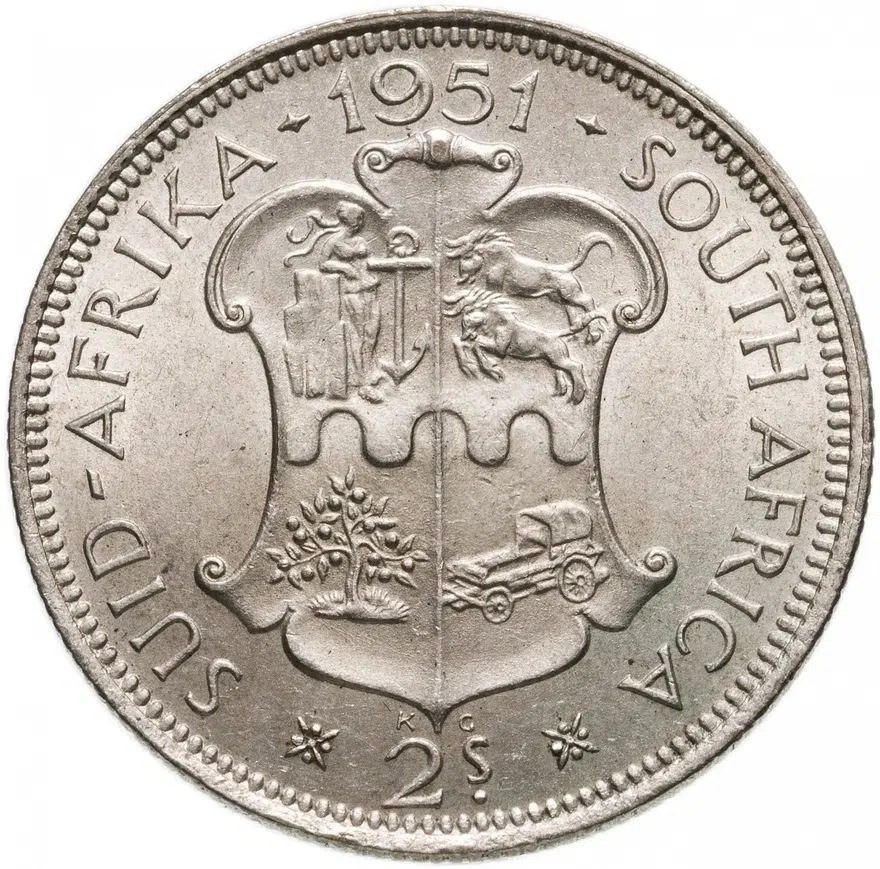 ЮАР 2 шиллинга (флорин, shillings) 1951