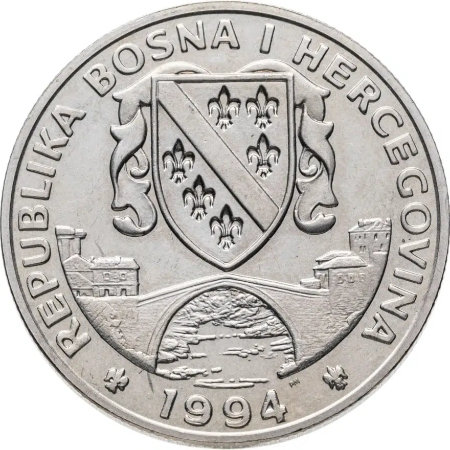Босния и Герцеговина 500 динаров (dinara) 1994  Заповедник планета Земля - Зимородок, реверс