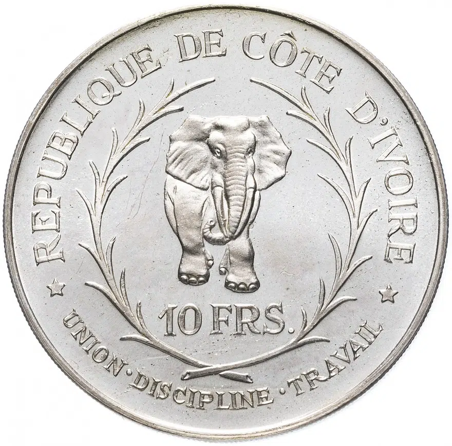 Кот-д'Ивуар 10 франков 1966, реверс