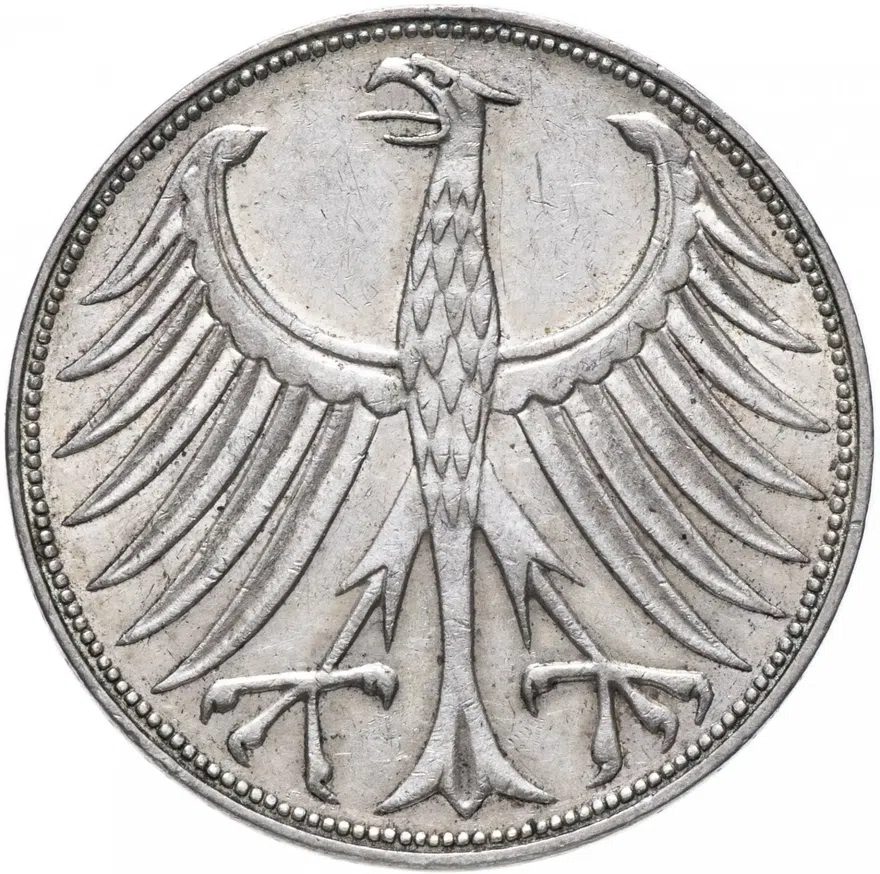 Германия 5 марок 1969, реверс