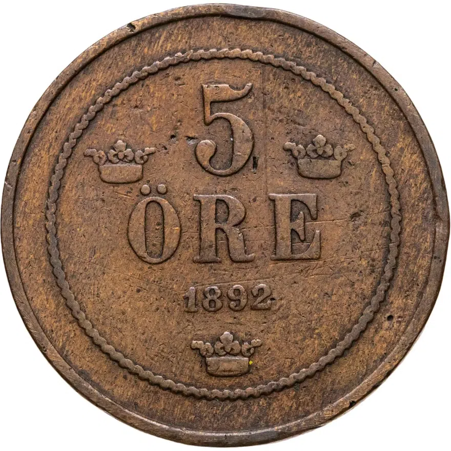 Швеция 5 эре (ore) 1892