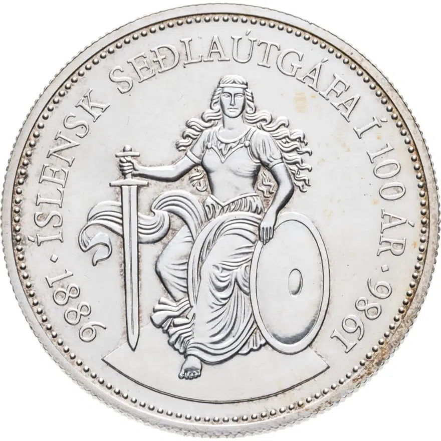 Исландия 500 крон (kronur) 1986  100 лет банкнотам Исландии, реверс